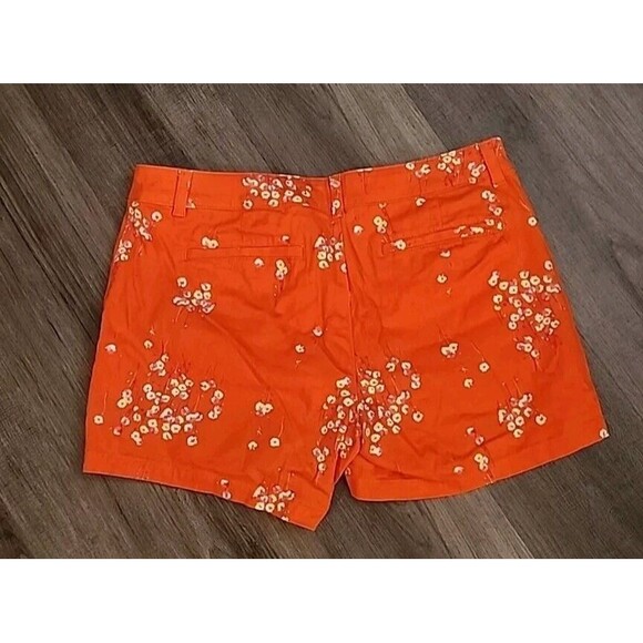 a.n.a A New Approach Twill Shorts Womens 10 Orange Floral Mid Rise Beachy - Picture 2 of 7